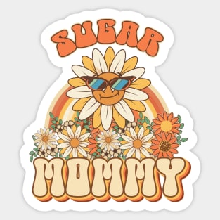 Sugar mommy  Retro quote gift for funny mother Vintage floral pattern Sticker